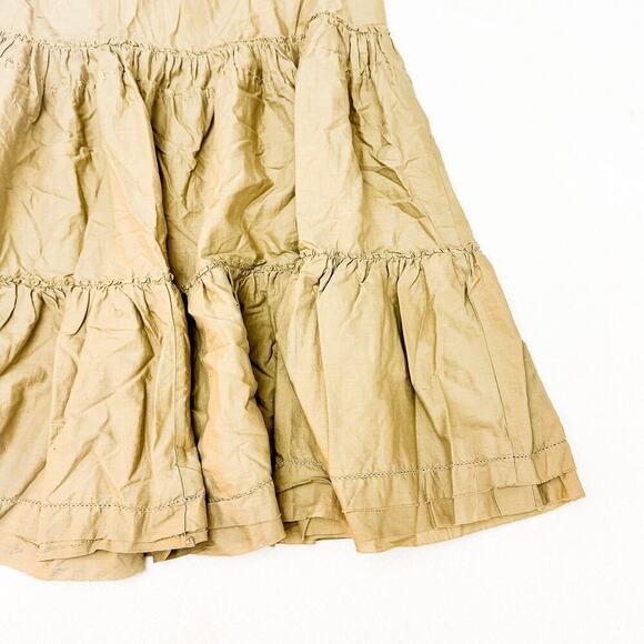 Club Monaco Khaki Ruffled Cotton Peasant Midi Skirt Size M - Picture 2 of 7
